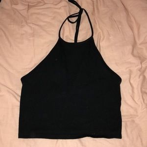 Black halter crop top